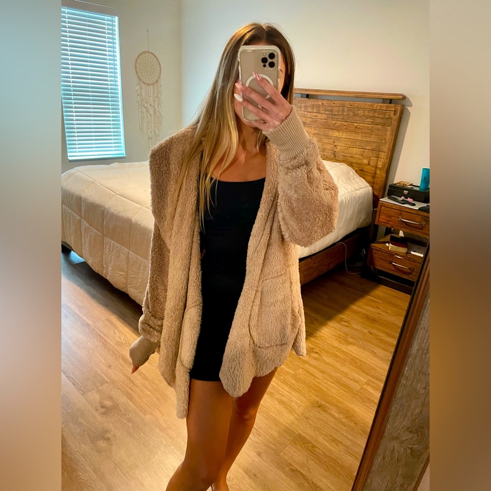 Vici tan hooded cardigan